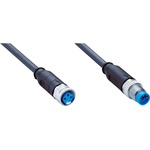 Sick Straight Female 3 way M8 to Straight Male 3 way M8 Sensor Actuator Cable, 2m
