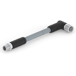 TE Connectivity Right Angle Male 4 way M12 to Straight Female 4 way M12 Sensor Actuator Cable, 1.5m