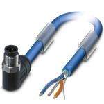Phoenix Contact Right Angle Male M12 to Unterminated Bus Cable, 20m
