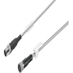 Straight Female 3 way M8 to Straight Male 3 way M12 Circular Connector, 1m