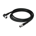 Wago Right Angle Female 3 way M8 to Straight Male 3 way M8 Actuator/Sensor Cable, 2m