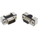 Harting D-Sub Standard 9 Way Right Angle SMT D-sub Connector Plug, 2.76mm Pitch, with 4-40 UNC Threaded Inserts,