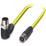Phoenix Contact Straight Female 3 way M8 to Right Angle Male 3 way M12 Sensor Actuator Cable, 1.5m