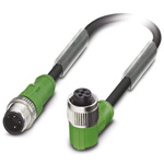 Phoenix Contact Right Angle Female 3 way M12 to Straight Male 3 way M12 Sensor Actuator Cable, 1.5m