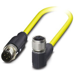 Phoenix Contact Right Angle Female 4 way M12 to Right Angle Male 4 way M12 Sensor Actuator Cable, 1.5m