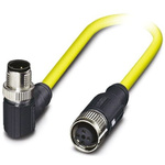 Phoenix Contact Straight Female 4 way M12 to Right Angle Male 4 way M12 Sensor Actuator Cable, 500mm