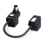 Phoenix Contact Straight Female 4 way DIN 43650 Form BI x 2 to Straight Male M12 Sensor Actuator Cable, 100mm