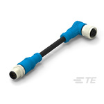 TE Connectivity Right Angle Female; Male 5 way M12 to Straight 5 way M12 Sensor Actuator Cable, 5m