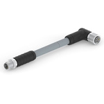 TE Connectivity Straight Male 5 way M12 to Right Angle Female 5 way M12 Sensor Actuator Cable, 1.5m