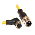 Mueller Electric Straight Male M12 to Right Angle Female M12 Sensor Actuator Cable, 5m