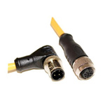 Mueller Electric Right Angle Male M12 to Straight Female M12 Sensor Actuator Cable, 5m