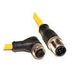 Mueller Electric Straight Male M12 to Right Angle Female M12 Sensor Actuator Cable, 5m