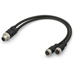 Wago Straight Female 4 way M12 to Straight Male 4 way M12 Actuator/Sensor Cable, 1m