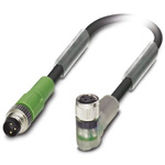 Phoenix Contact Right Angle Female 3 way M8 to Straight Male 3 way M8 Sensor Actuator Cable, 600mm
