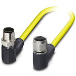 Phoenix Contact Right Angle Female 4 way M12 to Right Angle Male 4 way M12 Sensor Actuator Cable, 1.5m