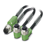 Phoenix Contact Male 3 way M12 to Right Angle Female 3 way M12 x 2 Sensor Actuator Cable, 3m