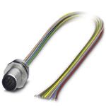 Phoenix Contact Straight Male 8 way M12 to Female 8 way Unterminated Sensor Actuator Cable, 100mm