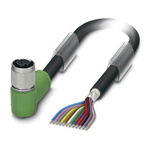 Phoenix Contact Right Angle Female 12 way M12 to Sensor Actuator Cable, 10m