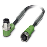 Phoenix Contact Male 4 way M12 to Female 4 way M12 Sensor Actuator Cable, 1.5m