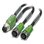 Phoenix Contact Male 3 way M12 to Female 3 way M12 x 2 Sensor Actuator Cable, 600mm