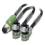 Phoenix Contact Male 3 way M12 to Right Angle Female 3 way M12 x 2 Sensor Actuator Cable, 600mm