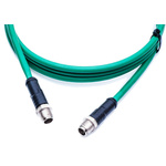 Amphenol Industrial Straight Male 8 way M12 to Straight Male 8 way M12 Sensor Actuator Cable, 10m
