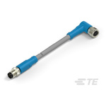 TE Connectivity Right Angle Female; Male 4 way M8 to Straight 4 way M8 Sensor Actuator Cable, 500mm