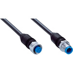 Sick Straight Female 8 way M12 to Straight Male 8 way M12 Sensor Actuator Cable, 1m