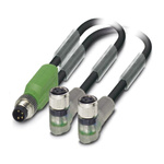 Phoenix Contact Straight Male 3 way M8 to Right Angle Female 3 way M8 Sensor Actuator Cable, 1.5m