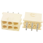 TE Connectivity Universal MATE-N-LOK Series Straight Through Hole PCB Header, 6 Contact(s), 6.35mm Pitch, 3 Row(s),
