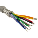 Alpha Wire Multicore Data Cable, 0.23 mm², 10 Cores, 24 AWG, Screened, 50m, Grey Sheath