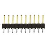 Samtec TSW Series Straight Through Hole Pin Header, 10 Contact(s), 2.54mm Pitch, 1 Row(s), Unshrouded