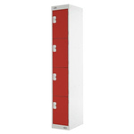RS PRO 4 Door Steel Red Industrial Locker, 1800 mm x 300 mm x 450mm