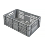RS PRO 47L Grey PP Large Euro Containers, 240mm x 600mm x 400mm
