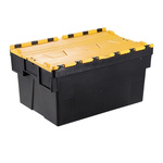 RS PRO 65L Yellow PP Attached Lid Container, 600mm x 400mm x 365mm