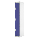 RS PRO 3 Door Steel Blue Storage Locker, 1800 mm x 300 mm x 450mm