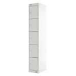 RS PRO 5 Door Steel Light Grey Storage Locker, 1800 mm x 300 mm x 450mm