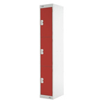 RS PRO 3 Door Steel Red Storage Locker, 1800 mm x 300 mm x 450mm