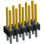 TE Connectivity AMPMODU MOD II Series Straight Through Hole Pin Header, 10 Contact(s), 2.54mm Pitch, 2 Row(s),