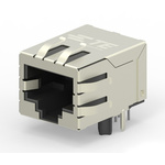 TE Connectivity 2031994 Series Female RJ45 Connector, PCB Mount, Cat6, Nickel Plated Brass Shield