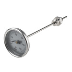 Jumo Immersion Dial Thermometer 0 → +250 °C, 608002/0180-834-847-6-104-26-26-200/000