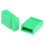 RS PRO Shorting Link Female Straight Green Closed Top 2 Way 1 Row 2.54mm Pitch