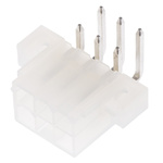 Molex Mini-Fit Jr. Series Right Angle Through Hole PCB Header, 6 Contact(s), 4.2mm Pitch, 2 Row(s), Shrouded