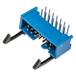 TE Connectivity AMP-LATCH Series Right Angle Through Hole PCB Header, 14 Contact(s), 2.54mm Pitch, 2 Row(s), Shrouded