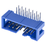 TE Connectivity AMP-LATCH Series Right Angle Through Hole PCB Header, 16 Contact(s), 2.54mm Pitch, 2 Row(s), Shrouded