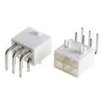 Molex Mini-Fit Jr. Series Right Angle Through Hole PCB Header, 6 Contact(s), 4.2mm Pitch, 2 Row(s), Shrouded