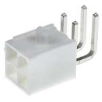 Molex Mini-Fit Jr. Series Right Angle Through Hole PCB Header, 4 Contact(s), 4.2mm Pitch, 2 Row(s), Shrouded
