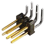 Samtec TSW Series Right Angle Through Hole Pin Header, 6 Contact(s), 2.54mm Pitch, 2 Row(s), Unshrouded