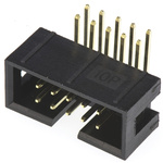 Amphenol T821 Series Right Angle Through Hole PCB Header, 10 Contact(s), 2.54mm Pitch, 2 Row(s), Shrouded