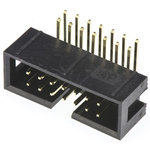 Amphenol ICC T821 Series Right Angle Through Hole PCB Header, 14 Contact(s), 2.54mm Pitch, 2 Row(s), Shrouded